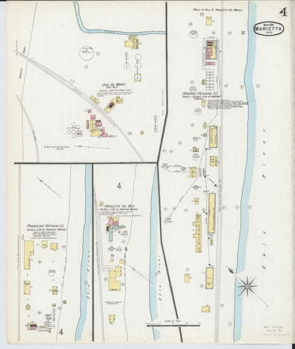 Sanborn Fire Insurance Map from Marietta, Washington County, Ohio (1896), Sheet #0004 - Historic Sanborn Fire Insurance Map Print, vintage old map wall art, antique decor, genealogy gift, Ohio Ohio map