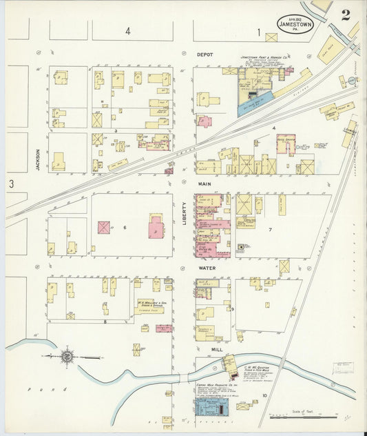 Sanborn Fire Insurance Map from Jamestown, Mercer County, Pennsylvania (1912), Sheet #0002 - Historic Sanborn Fire Insurance Map Print, vintage old map wall art, antique decor, genealogy gift, Pennsylvania Pennsylvania map