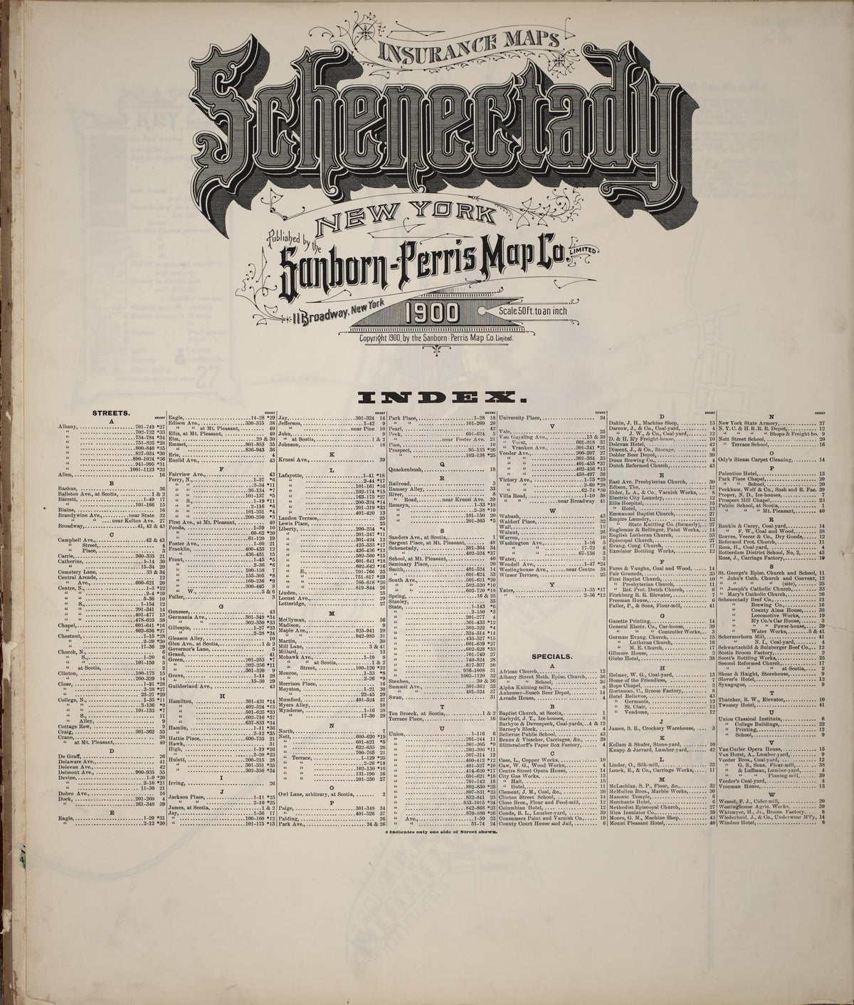 Sanborn Fire Insurance Map from Schenectady, Schenectady County, New York (1900), Sheet #0001 - Historic Sanborn Fire Insurance Map Print, vintage old map wall art, antique decor, genealogy gift, New York New York map