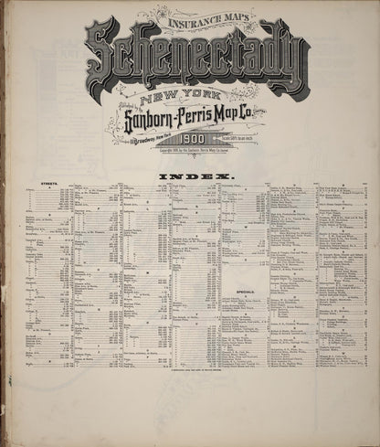 Sanborn Fire Insurance Map from Schenectady, Schenectady County, New York (1900), Sheet #0001 - Historic Sanborn Fire Insurance Map Print, vintage old map wall art, antique decor, genealogy gift, New York New York map