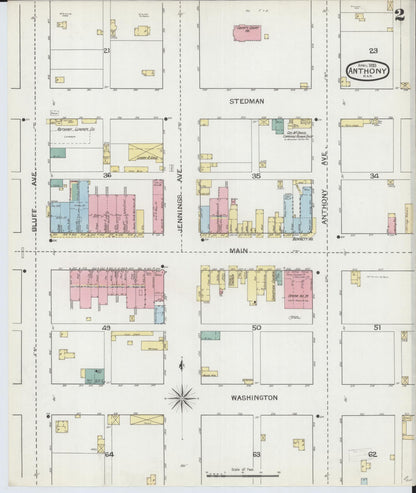 Sanborn Fire Insurance Map from Anthony, Harper County, Kansas (1893), Sheet #0002 - Complete Map Set gallery image, historic Sanborn map, vintage wall art, Kansas Kansas