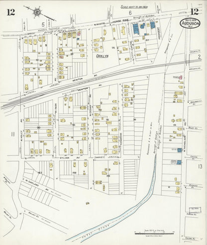 Sanborn Fire Insurance Map from Audubon, Camden County, New Jersey (1924), Sheet #0012 - Complete Map Set gallery image, historic Sanborn map, vintage wall art, New Jersey New Jersey