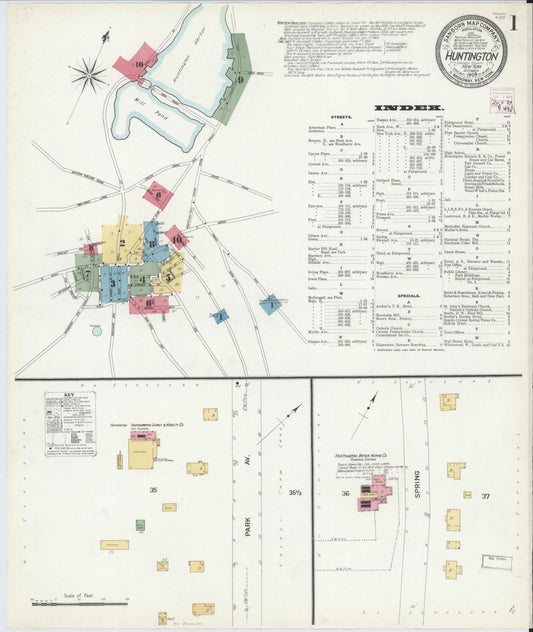 Sanborn Fire Insurance Map from Huntington, Suffolk County, New York (1908), Sheet #0001 - Complete Map Set gallery image, historic Sanborn map, vintage wall art, New York New York