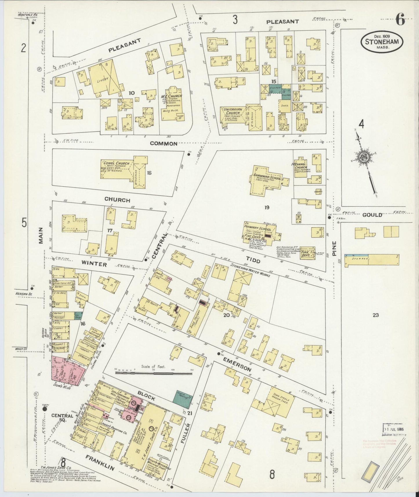 Sanborn Fire Insurance Map from Stoneham, Middlesex County, Massachusetts (1909), Sheet #0006 - Complete Map Set gallery image, historic Sanborn map, vintage wall art, Massachusetts Massachusetts