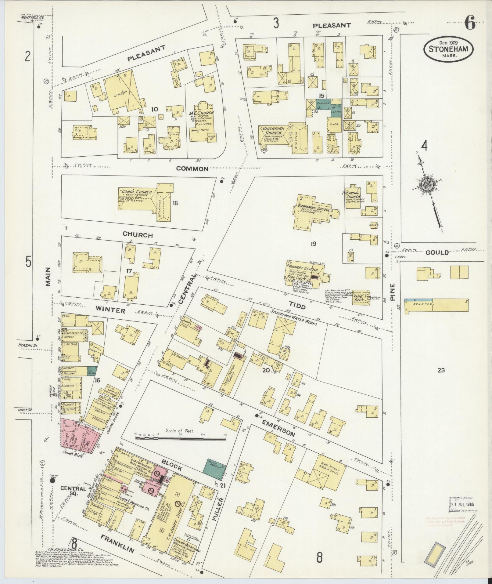Sanborn Fire Insurance Map from Stoneham, Middlesex County, Massachusetts (1909), Sheet #0006 - Complete Map Set gallery image, historic Sanborn map, vintage wall art, Massachusetts Massachusetts