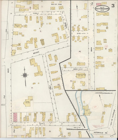 Sanborn Fire Insurance Map from North Vassalboro, Kennebec County, Maine (1927), Sheet #0003 - Complete Map Set gallery image, historic Sanborn map, vintage wall art, Maine Maine