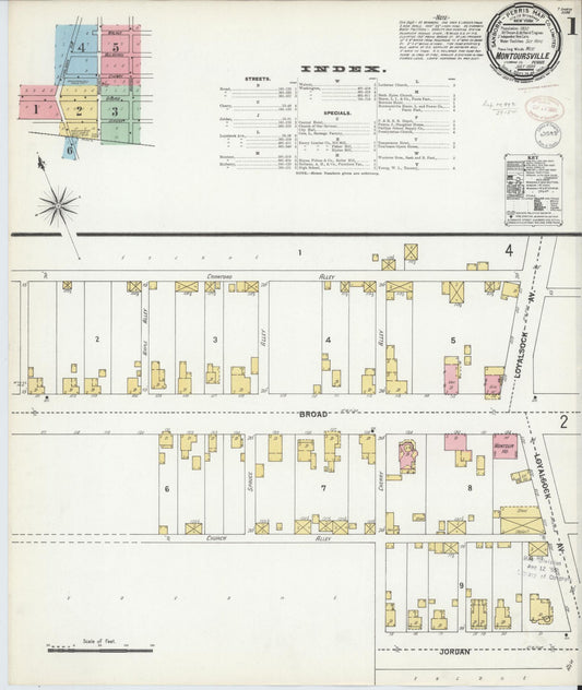 Sanborn Fire Insurance Map from Montoursville, Lycoming County, Pennsylvania (1899), Sheet #0001 - Complete Map Set gallery image, historic Sanborn map, vintage wall art, Pennsylvania Pennsylvania