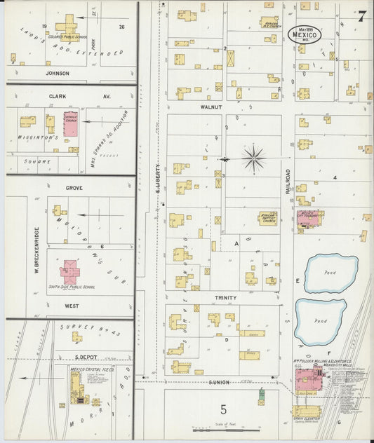 Sanborn Fire Insurance Map from Mexico, Audrain County, Missouri (1899), Sheet #0007 - Historic Sanborn Fire Insurance Map Print, vintage old map wall art, antique decor, genealogy gift, Missouri Missouri map