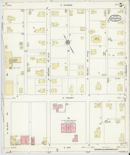 Sanborn Fire Insurance Map from Arcadia, DeSoto County, Florida (1914), Sheet #0005 - Complete Map Set gallery image, historic Sanborn map, vintage wall art, Florida Florida