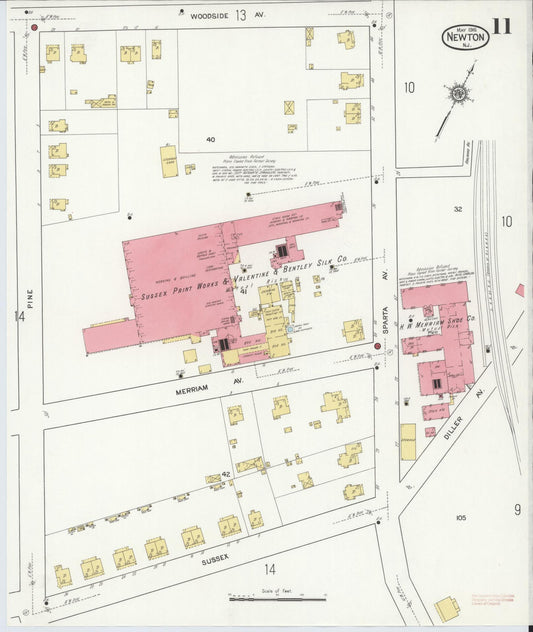 Sanborn Fire Insurance Map from Newton, Sussex County, New Jersey (1916), Sheet #0011 - Historic Sanborn Fire Insurance Map Print, vintage old map wall art, antique decor, genealogy gift, New Jersey New Jersey map