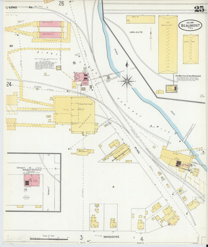 Sanborn Fire Insurance Map from Beaumont, Jefferson County, Texas (1904), Sheet #0025 - Historic Sanborn Fire Insurance Map Print, vintage old map wall art, antique decor, genealogy gift, Texas Texas map
