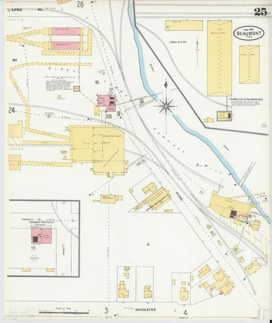 Sanborn Fire Insurance Map from Beaumont, Jefferson County, Texas (1904), Sheet #0025 - Historic Sanborn Fire Insurance Map Print, vintage old map wall art, antique decor, genealogy gift, Texas Texas map