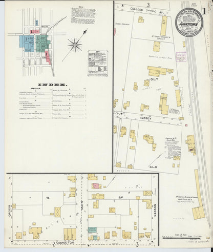Sanborn Fire Insurance Map from Johnstown, Licking County, Ohio (1905), Sheet #0001 - Historic Sanborn Fire Insurance Map Print, vintage old map wall art, antique decor, genealogy gift, Ohio Ohio map