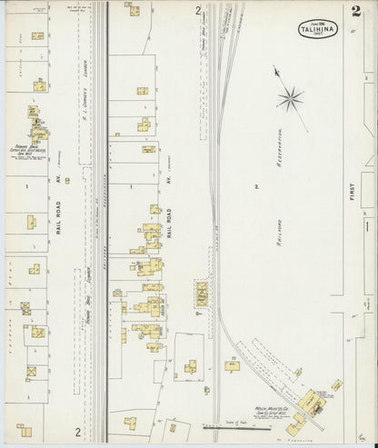 Sanborn Fire Insurance Map from Talihina, Le Flore County, Oklahoma (1896), Sheet #0002 - Complete Map Set gallery image, historic Sanborn map, vintage wall art, Oklahoma Oklahoma