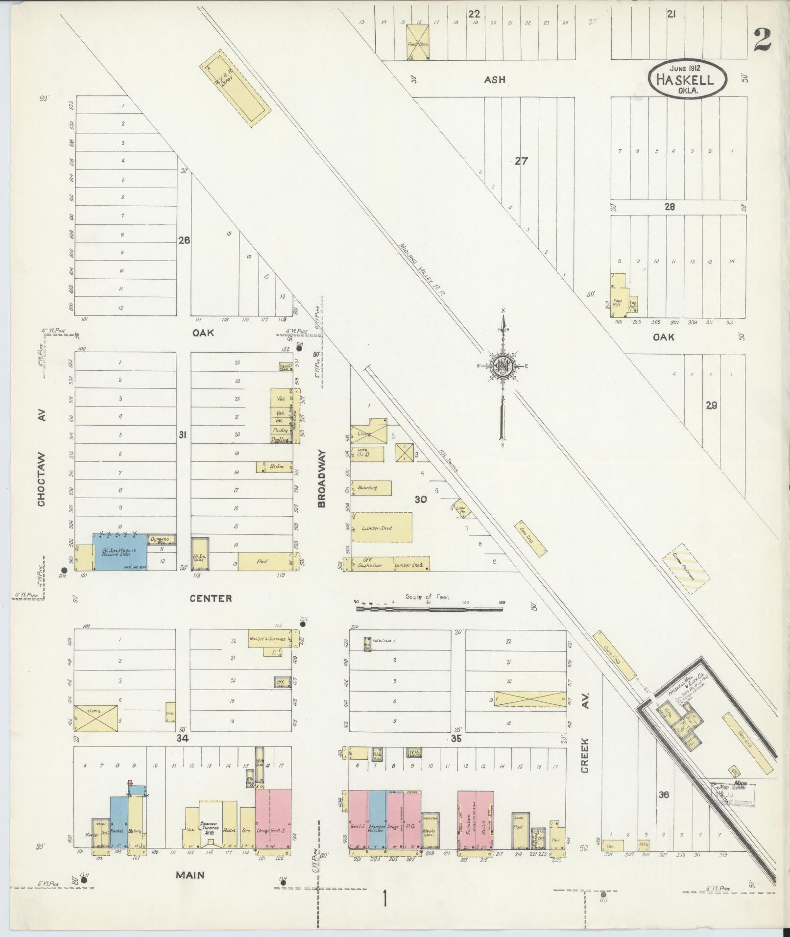 Sanborn Fire Insurance Map from Haskell, Muskogee County, Oklahoma (1912), Sheet #0002 - Complete Map Set gallery image, historic Sanborn map, vintage wall art, Oklahoma Oklahoma