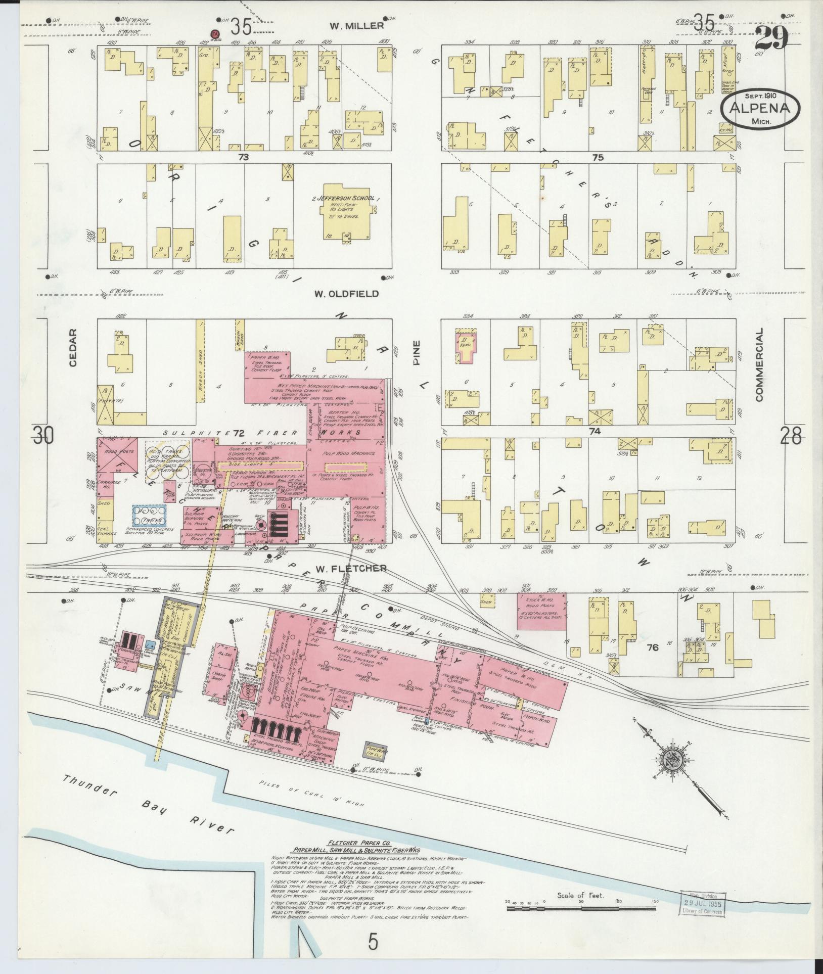 Sanborn Fire Insurance Map from Alpena, Alpena County, Michigan (1910), Sheet #0029 - Historic Sanborn Fire Insurance Map Print, vintage old map wall art, antique decor, genealogy gift, Michigan Michigan map