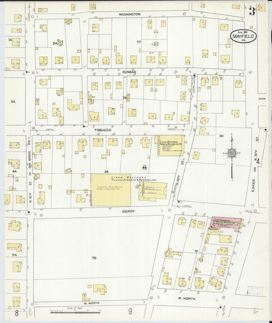 Sanborn Fire Insurance Map from Mayfield, Graves County, Kentucky (1910), Sheet #0003 - Historic Sanborn Fire Insurance Map Print, vintage old map wall art, antique decor, genealogy gift, Kentucky Kentucky map