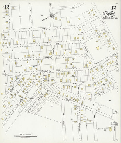 Sanborn Fire Insurance Map from Clementon, Camden County, New Jersey (1924), Sheet #0012 - Historic Sanborn Fire Insurance Map Print, vintage old map wall art, antique decor, genealogy gift, New Jersey New Jersey map