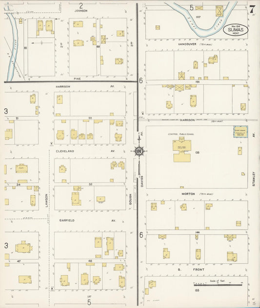 Sanborn Fire Insurance Map from Sumas, Whatcom County, Washington (1914), Sheet #0007 - Historic Sanborn Fire Insurance Map Print, vintage old map wall art, antique decor, genealogy gift, Washington Washington map