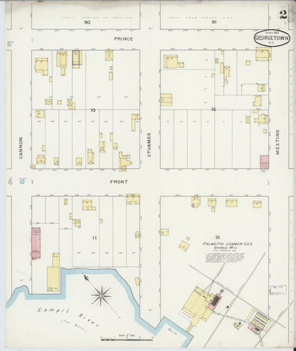 Sanborn Fire Insurance Map from Georgetown, Georgetown County, South Carolina (1894), Sheet #0002 - Complete Map Set gallery image, historic Sanborn map, vintage wall art, South Carolina South Carolina