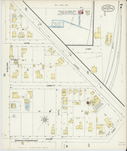 Sanborn Fire Insurance Map from Palatka, Putnam County, Florida (1897), Sheet #0007 - Historic Sanborn Fire Insurance Map Print, vintage old map wall art, antique decor, genealogy gift, Florida Florida map