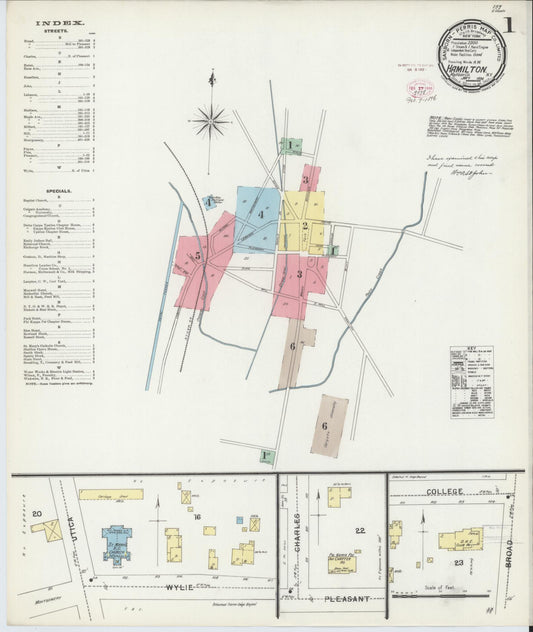 Sanborn Fire Insurance Map from Hamilton, Madison County, New York (1896), Sheet #0001 - Historic Sanborn Fire Insurance Map Print, vintage old map wall art, antique decor, genealogy gift, New York New York map