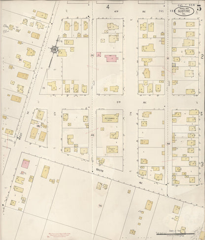 Sanborn Fire Insurance Map from Gustine, Merced County, California (1920), Sheet #0005 - Complete Map Set gallery image, historic Sanborn map, vintage wall art, California California