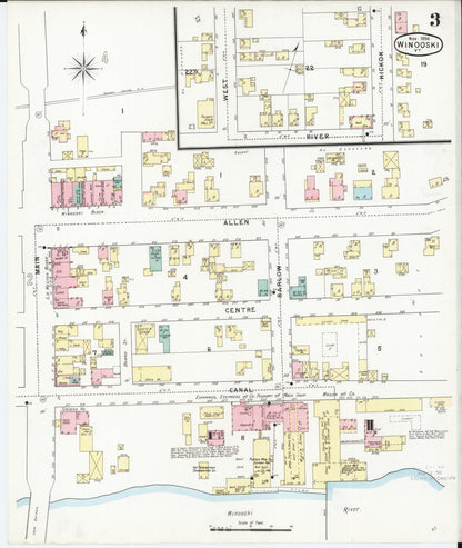 Sanborn Fire Insurance Map from Winooski, Chittenden County, Vermont (1894), Sheet #0003 - Complete Map Set gallery image, historic Sanborn map, vintage wall art, Vermont Vermont