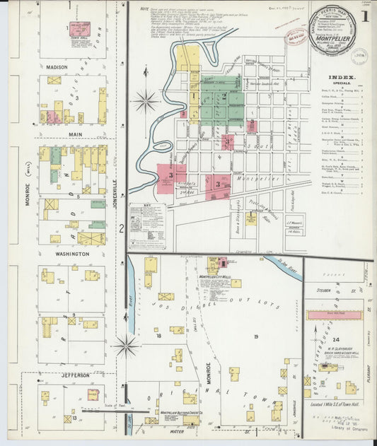 Sanborn Fire Insurance Map from Montpelier, Williams County, Ohio (1899), Sheet #0001 - Complete Map Set gallery image, historic Sanborn map, vintage wall art, Ohio Ohio