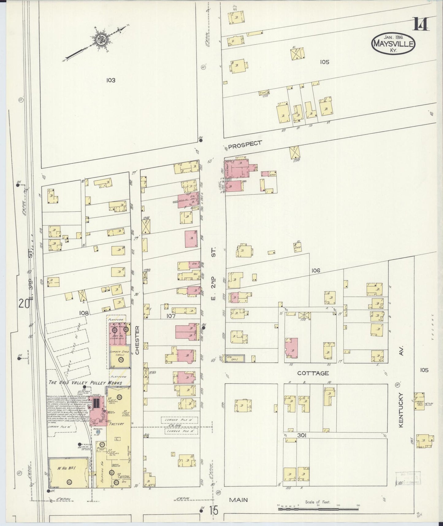 Sanborn Fire Insurance Map from Maysville, Mason County, Kentucky (1914), Sheet #0014 - Historic Sanborn Fire Insurance Map Print, vintage old map wall art, antique decor, genealogy gift, Kentucky Kentucky map