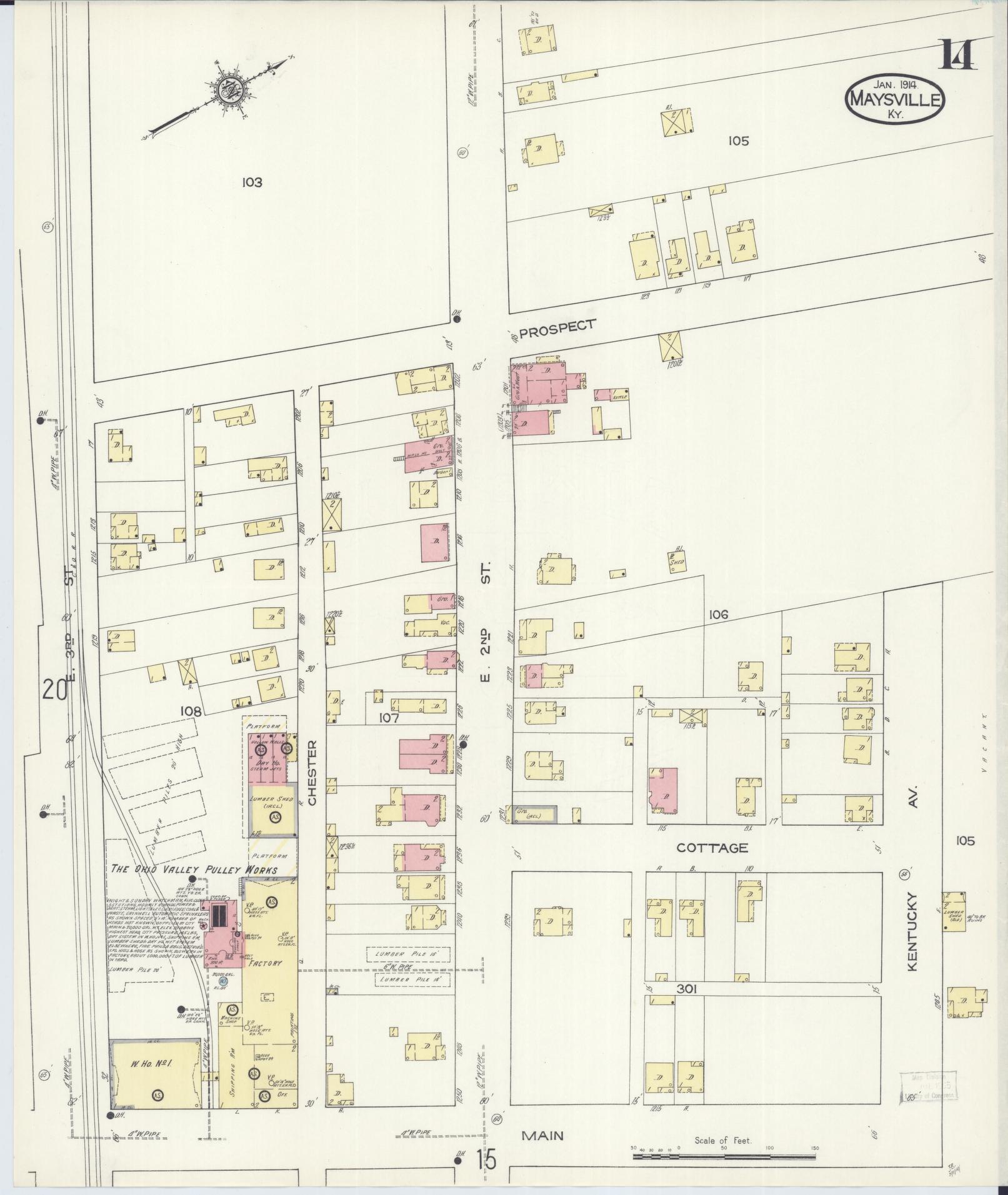 Sanborn Fire Insurance Map from Maysville, Mason County, Kentucky (1914), Sheet #0014 - Historic Sanborn Fire Insurance Map Print, vintage old map wall art, antique decor, genealogy gift, Kentucky Kentucky map