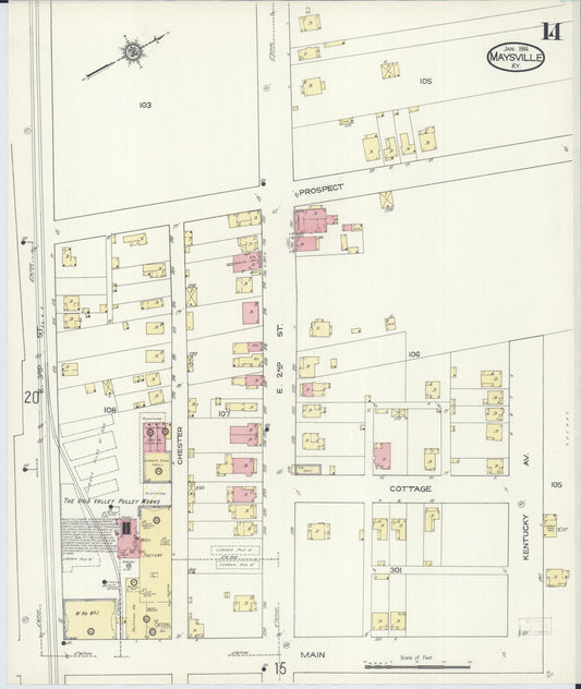 Sanborn Fire Insurance Map from Maysville, Mason County, Kentucky (1914), Sheet #0014 - Historic Sanborn Fire Insurance Map Print, vintage old map wall art, antique decor, genealogy gift, Kentucky Kentucky map
