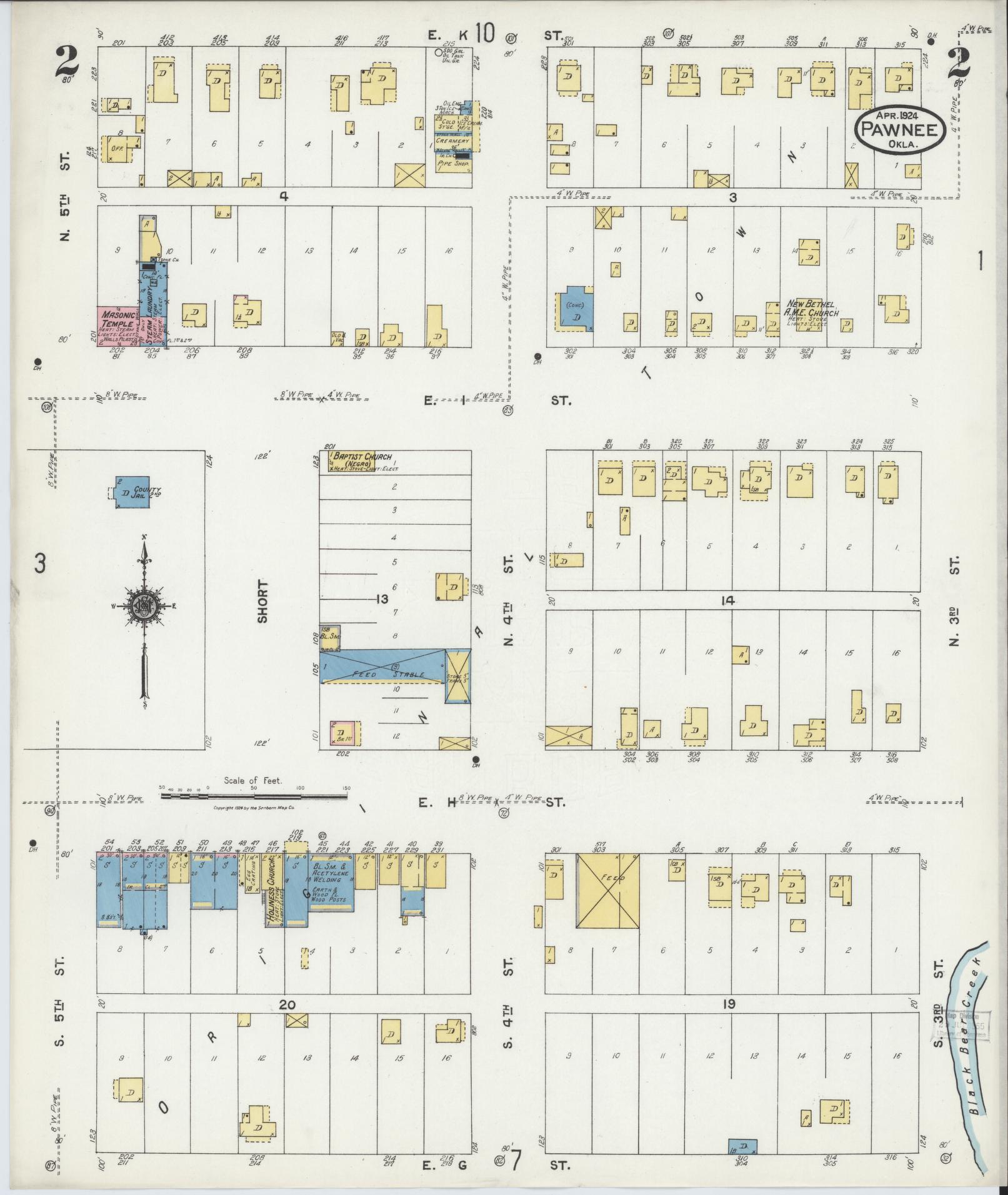 Sanborn Fire Insurance Map from Pawnee, Pawnee County, Oklahoma (1924), Sheet #0002 - Complete Map Set gallery image, historic Sanborn map, vintage wall art, Oklahoma Oklahoma