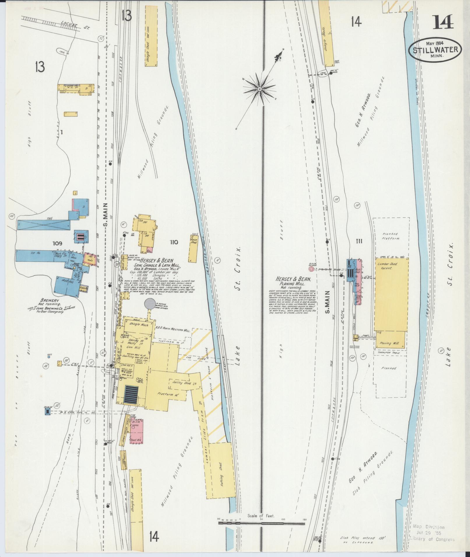 Sanborn Fire Insurance Map from Stillwater, Washington County, Minnesota (1904), Sheet #0014 - Complete Map Set gallery image, historic Sanborn map, vintage wall art, Minnesota Minnesota