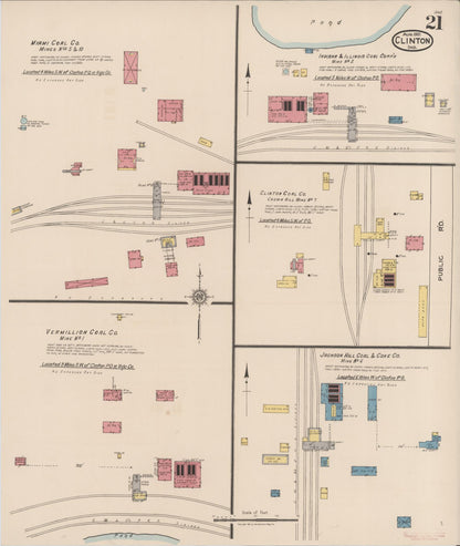 Sanborn Fire Insurance Map from Clinton, Vermillion County, Indiana (1921), Sheet #0021 - Historic Sanborn Fire Insurance Map Print, vintage old map wall art, antique decor, genealogy gift, Indiana Indiana map