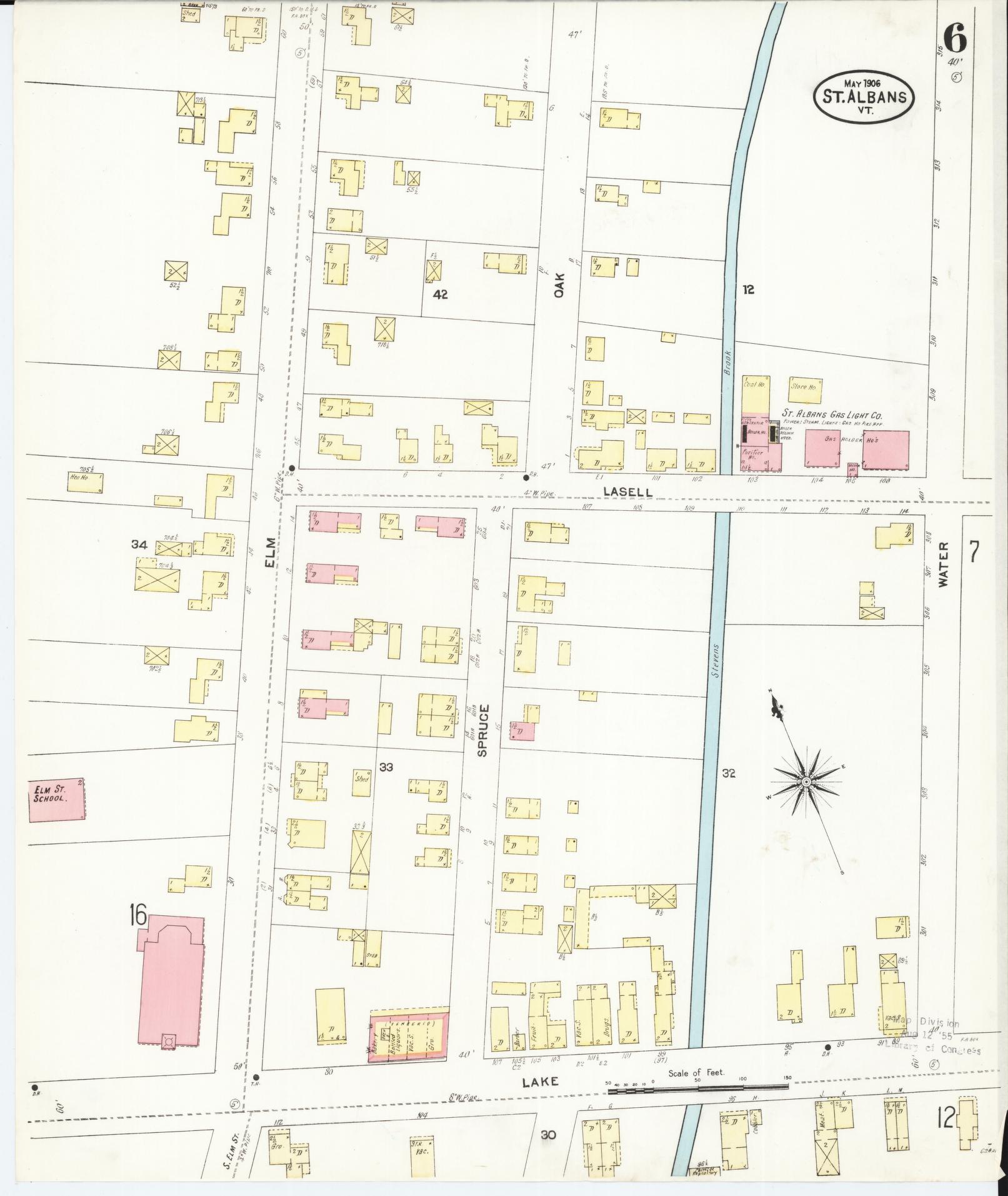 Sanborn Fire Insurance Map from Saint Albans, Franklin County, Vermont (1906), Sheet #0006 - Complete Map Set gallery image, historic Sanborn map, vintage wall art, Vermont Vermont
