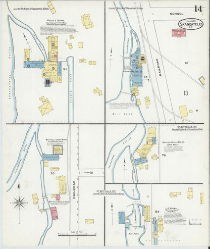 Sanborn Fire Insurance Map from Skaneateles, Onondaga County, New York (1909), Sheet #0014 - Historic Sanborn Fire Insurance Map Print, vintage old map wall art, antique decor, genealogy gift, New York New York map