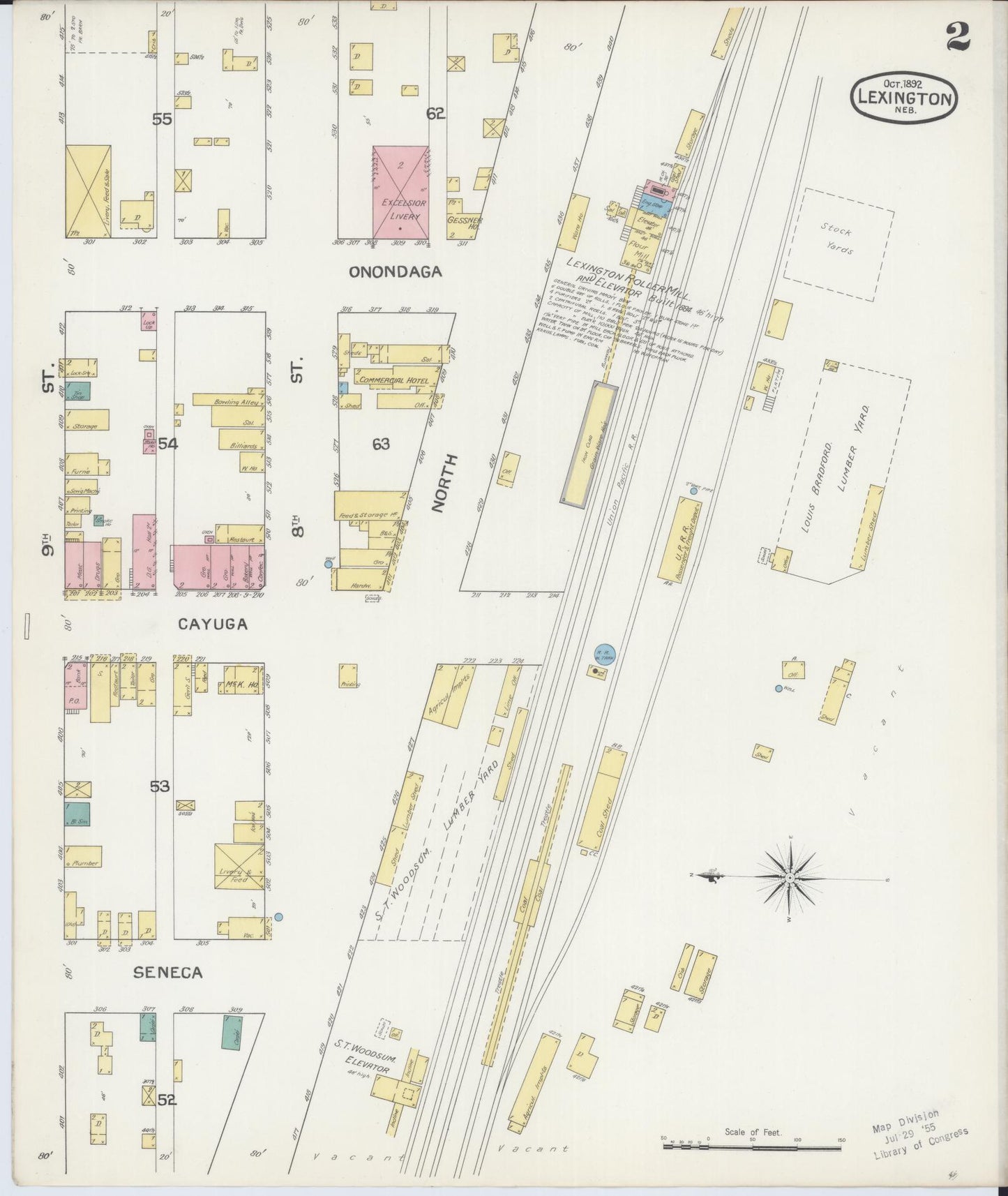 Sanborn Fire Insurance Map from Lexington, Dawson County, Nebraska (1892), Sheet #0002 - Historic Sanborn Fire Insurance Map Print, vintage old map wall art, antique decor, genealogy gift, Nebraska Nebraska map