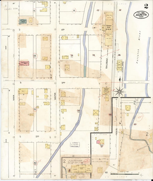 Sanborn Fire Insurance Map from Juliaetta, Latah County, Idaho (1929), Sheet #0002 - Historic Sanborn Fire Insurance Map Print, vintage old map wall art, antique decor, genealogy gift, Idaho Idaho map