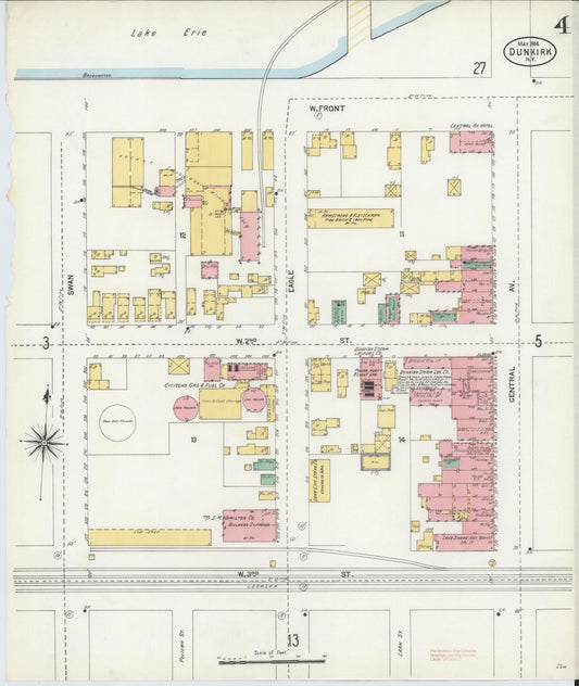 Sanborn Fire Insurance Map from Dunkirk, Chautauqua County, New York (1904), Sheet #0004 - Historic Sanborn Fire Insurance Map Print, vintage old map wall art, antique decor, genealogy gift, New York New York map