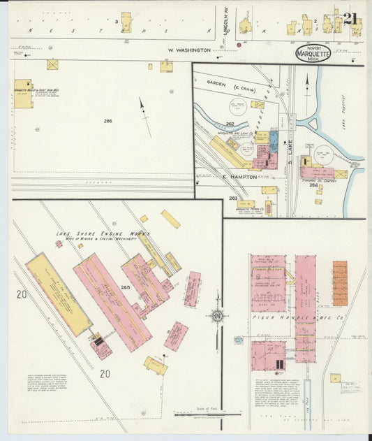 Sanborn Fire Insurance Map from Marquette, Marquette County, Michigan (1917), Sheet #0021 - Historic Sanborn Fire Insurance Map Print, vintage old map wall art, antique decor, genealogy gift, Michigan Michigan map