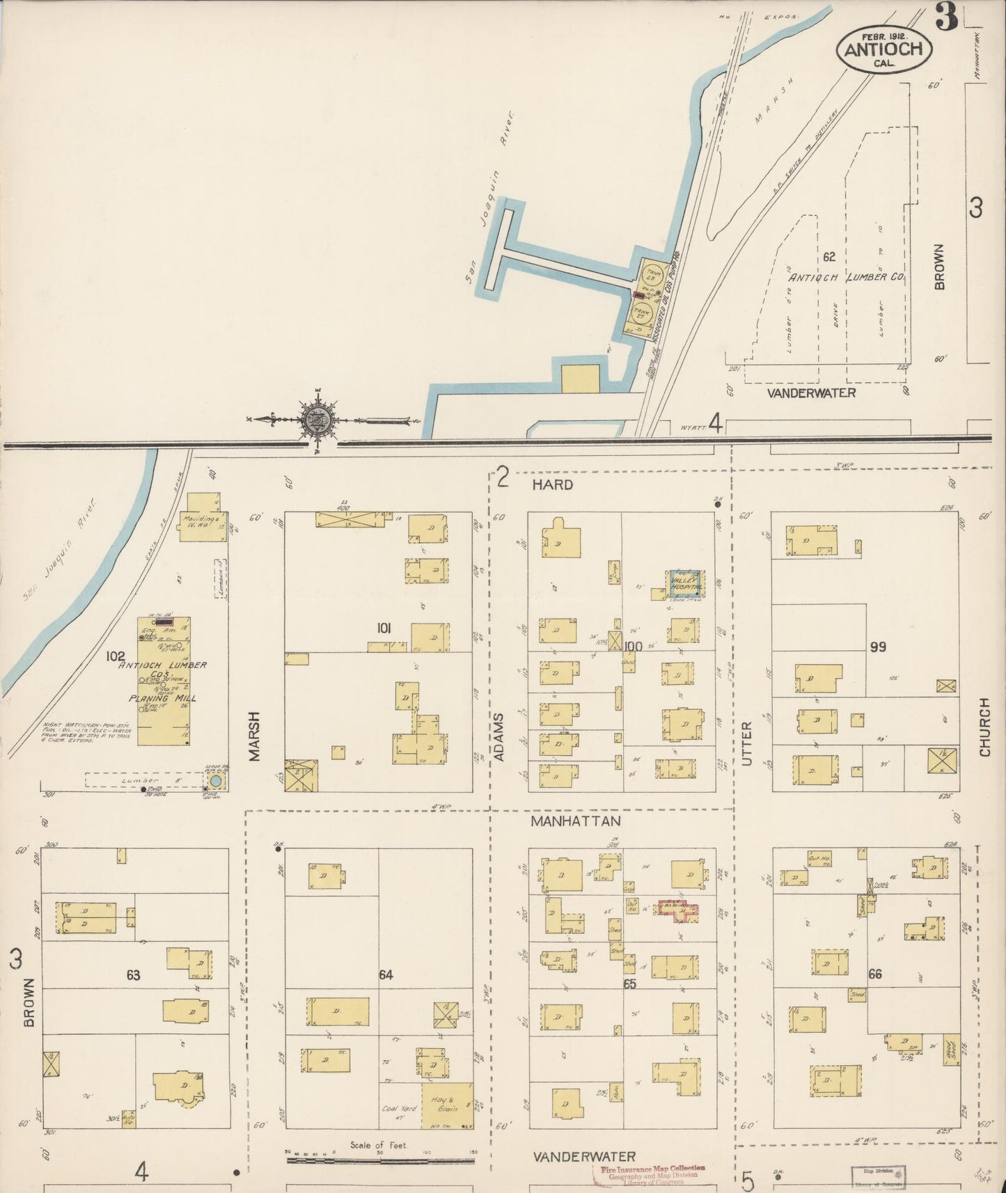 Sanborn Fire Insurance Map from Antioch, Contra Costa County, California (1912), Sheet #0003 - Historic Sanborn Fire Insurance Map Print, vintage old map wall art, antique decor, genealogy gift, California California map