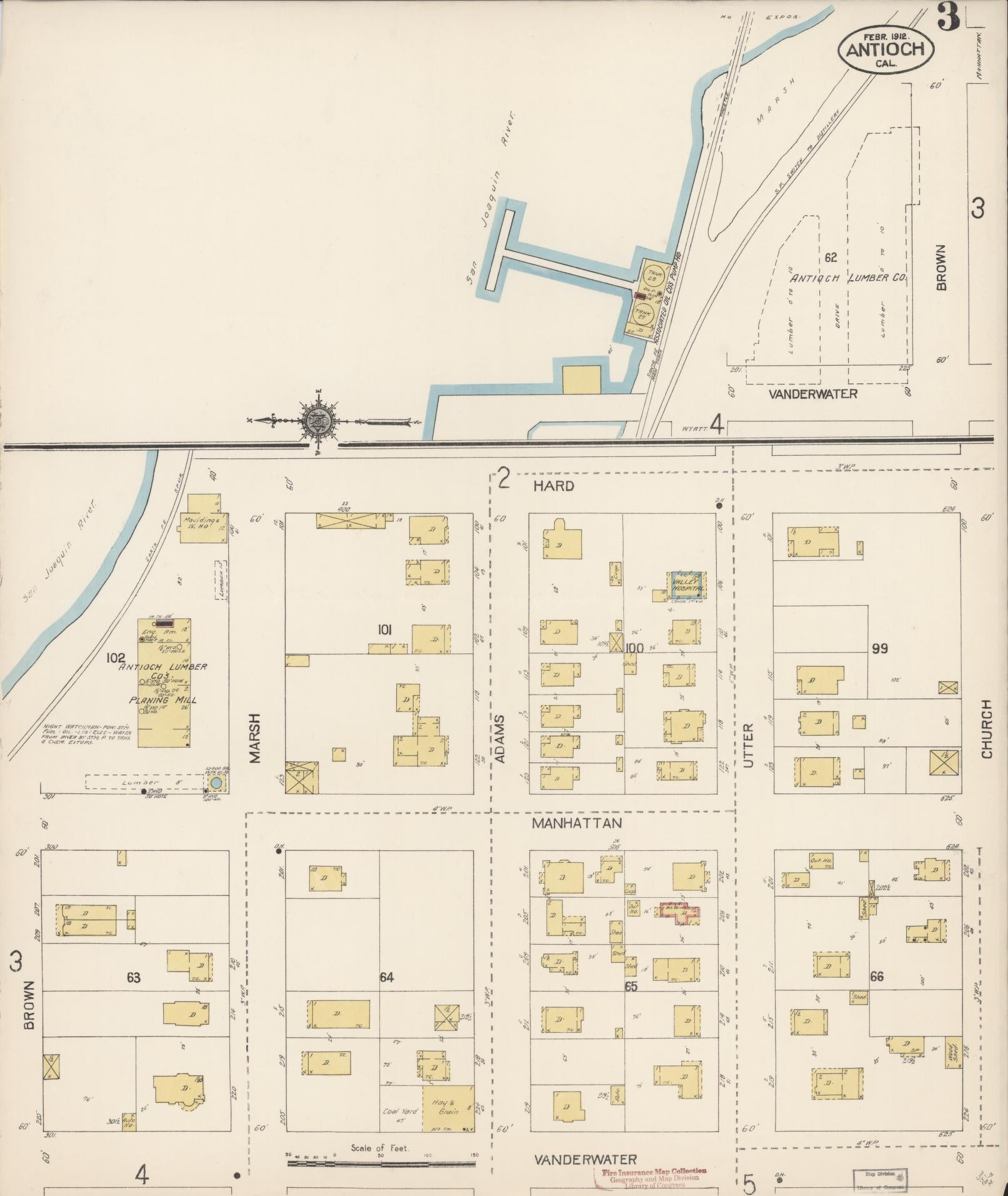 Sanborn Fire Insurance Map from Antioch, Contra Costa County, California (1912), Sheet #0003 - Historic Sanborn Fire Insurance Map Print, vintage old map wall art, antique decor, genealogy gift, California California map