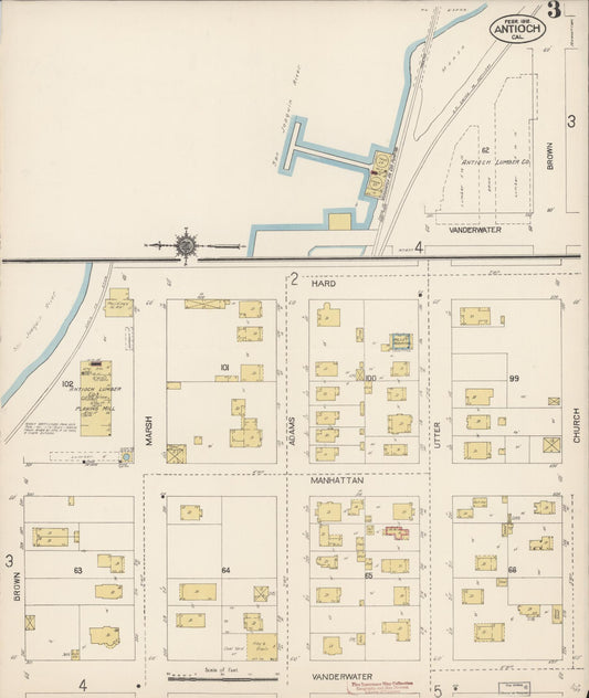 Sanborn Fire Insurance Map from Antioch, Contra Costa County, California (1912), Sheet #0003 - Historic Sanborn Fire Insurance Map Print, vintage old map wall art, antique decor, genealogy gift, California California map