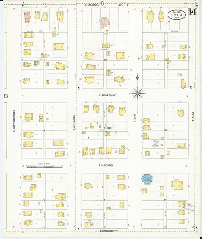 Sanborn Fire Insurance Map from Iola, Allen County, Kansas (1905), Sheet #0014 - Complete Map Set gallery image, historic Sanborn map, vintage wall art, Kansas Kansas