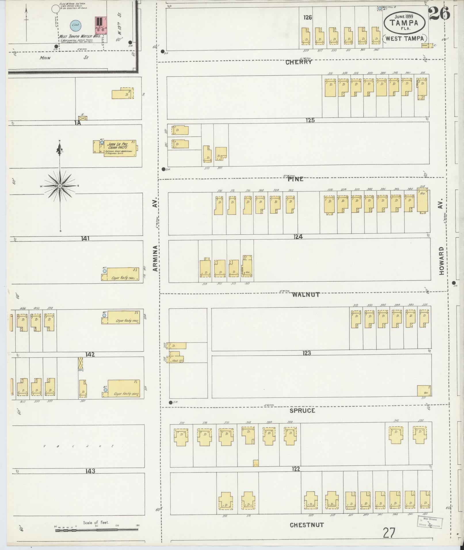 Sanborn Fire Insurance Map from Tampa, Hillsborough County, Florida (1899), Sheet #0026 - Complete Map Set gallery image, historic Sanborn map, vintage wall art, Florida Florida