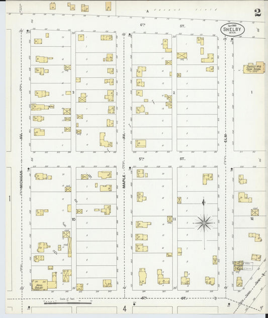 Sanborn Fire Insurance Map from Shelby, Oceana County, Michigan (1900), Sheet #0002 - Historic Sanborn Fire Insurance Map Print, vintage old map wall art, antique decor, genealogy gift, Michigan Michigan map