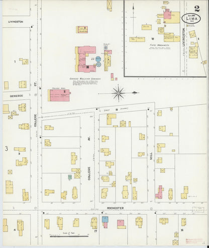 Sanborn Fire Insurance Map from Lima, Livingston County, New York (1904), Sheet #0002 - Complete Map Set gallery image, historic Sanborn map, vintage wall art, New York New York