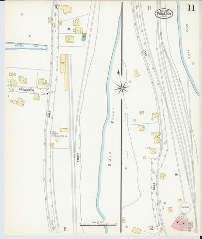 Sanborn Fire Insurance Map from Pomeroy, Meigs County, Ohio (1908), Sheet #0011 - Historic Sanborn Fire Insurance Map Print, vintage old map wall art, antique decor, genealogy gift, Ohio Ohio map