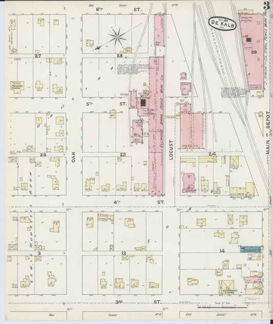 Sanborn Fire Insurance Map from De Kalb, De Kalb County, Illinois (1891), Sheet #0003 - Historic Sanborn Fire Insurance Map Print, vintage old map wall art, antique decor, genealogy gift, Illinois Illinois map